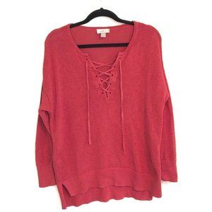 LOFT lace up sweater long sleeve spring office